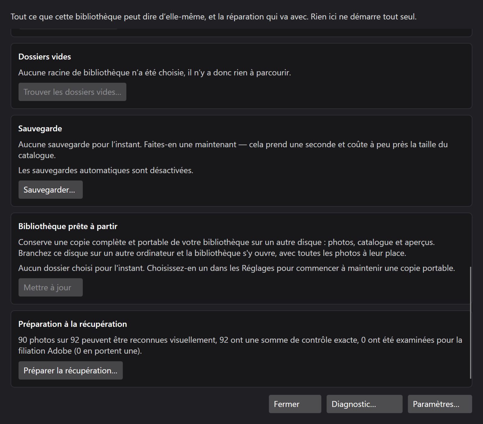 La moitié basse de la même fenêtre, avec les passes de réparation et la taille du cache.